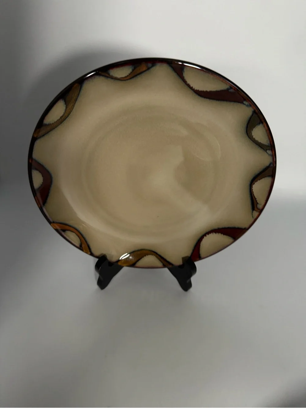 Pier 1 Imports Wave Stoneware Salad Plates 8.5” Set of 4 Brown Beige